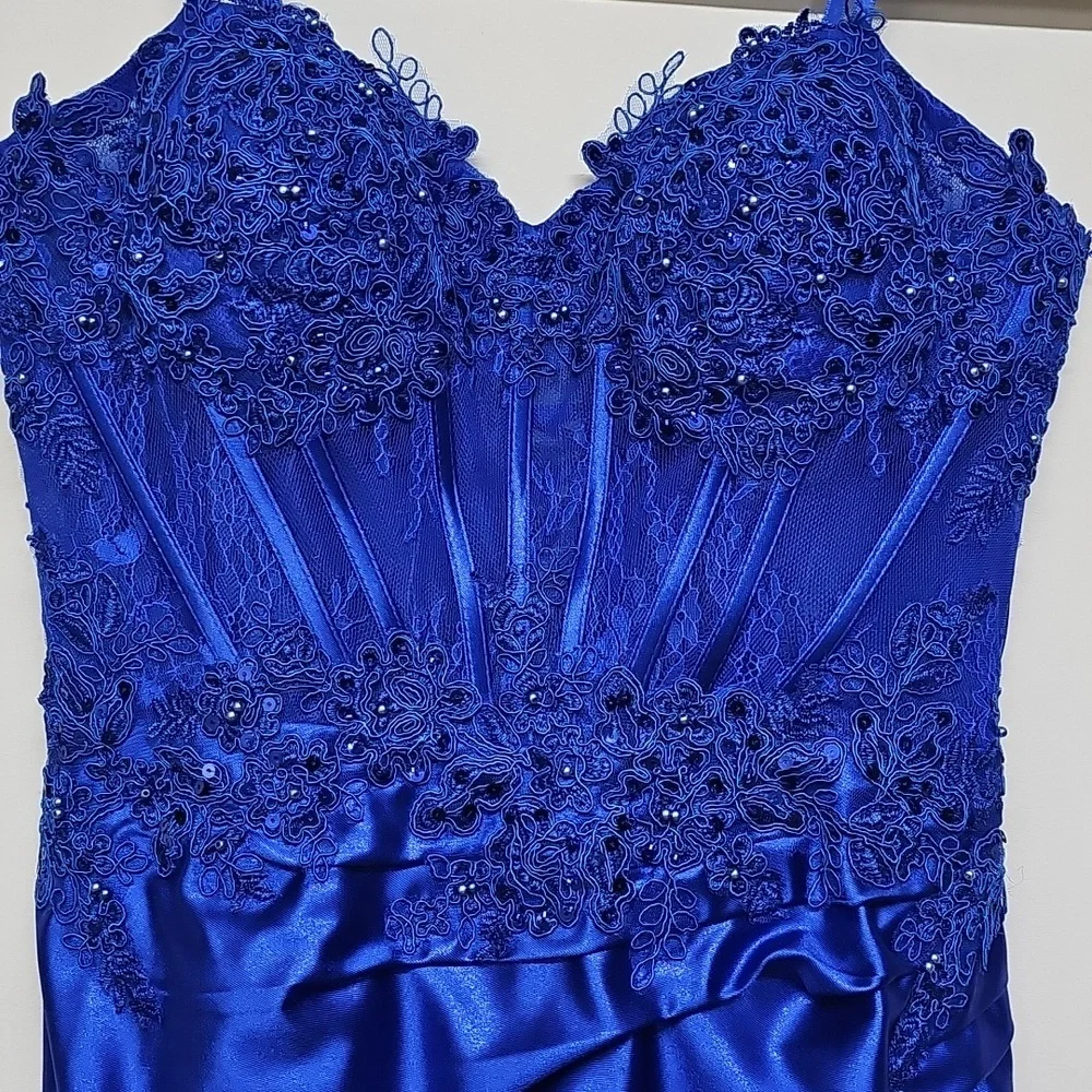 Bella Divine Corset Dress, Cobalt Blue, Size 10, Prom Dress / HOCO - Picture 2 of 14